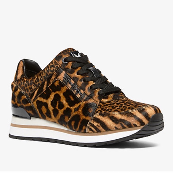 New Michael Kors Billie Animal-Print Calf Hair Trainer - Picture 1 of 8
